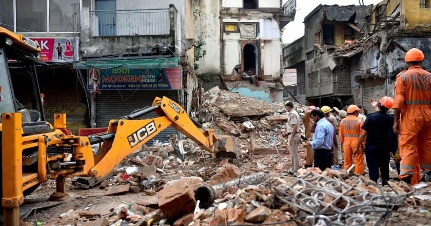 A part of an old house has collapsed in Pathuriaghata