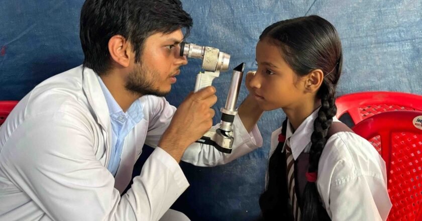 Kahibari AWC in Morigaon hosted a free mobile eye check-up camp