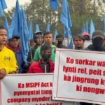 KSU members protest against MSIPF and Railway project in Shillong