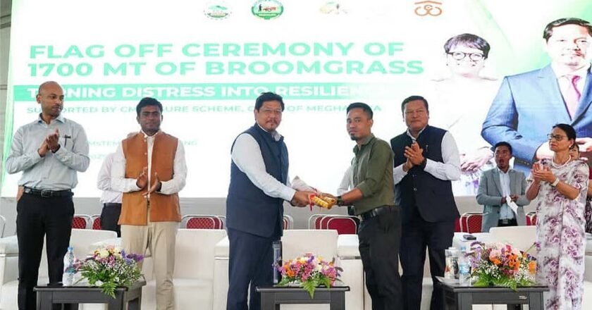 Meghalaya CM launches a consignment of 1,700 metric tonnes of broomgrass from Ri-Bhoi