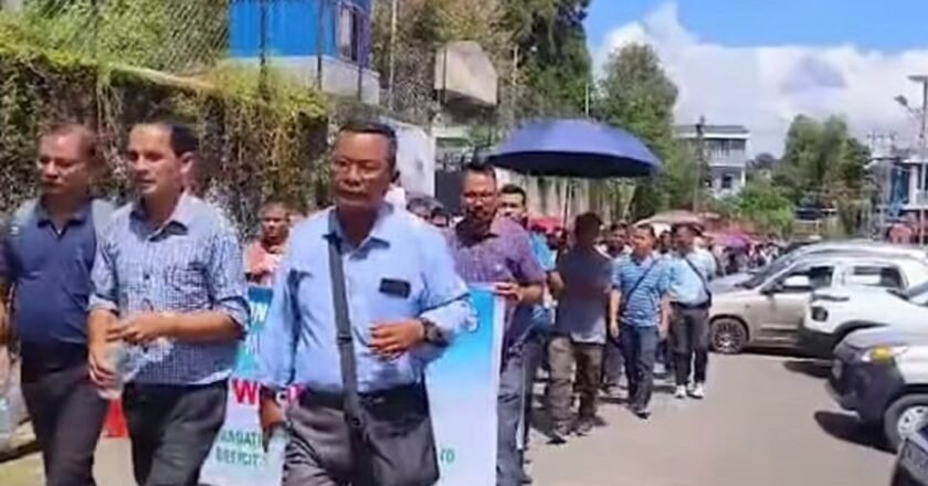 FASTOM begins indefinite strike in Shillong for bringing all schools under deficit system