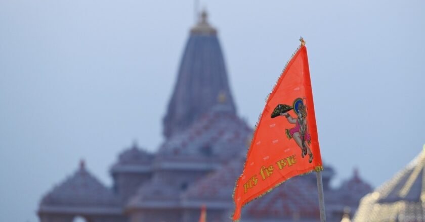 Shopkeepers in Ayodhya place special orders as demand for the Ram Mandir flag rises