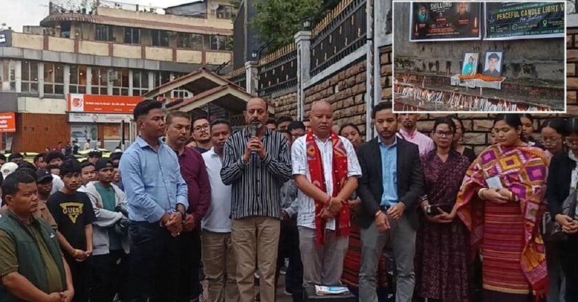 Hajong students body carry out candlelight march in Police Bazar over death of 2 youths at Nongthymmai