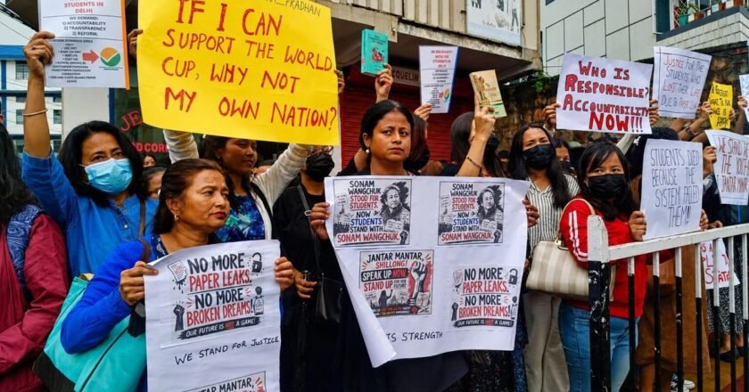 Students protest in Don Bosco, Laitumkhrah over various issues