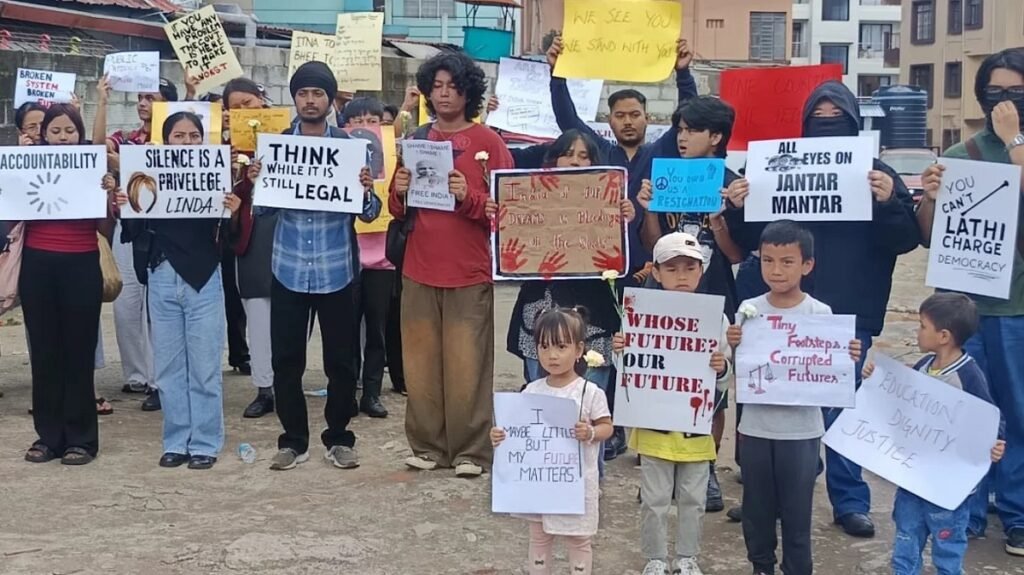 Shillong students hold demonstartion acroos the city in solidarity with Janatar Mantar protests