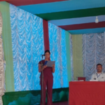 Leaders of Elaka Nongkhlieh in East Jaintia Hills give presentation on proposed Shree Cement project