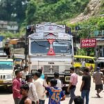 Long queues of vehicles at petrol pumps in Shillong amid fuel shortage rumours due to road blockade