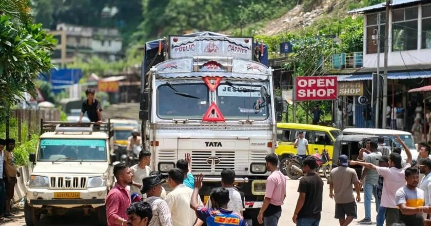 Long queues of vehicles at petrol pumps in Shillong amid fuel shortage rumours due to road blockade