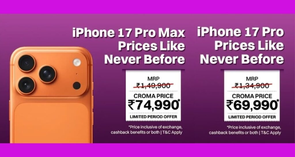 Croma targets festive upgrade demand with iPhone 18 Pro pre-bookings and iPhone 17 Pro price cuts