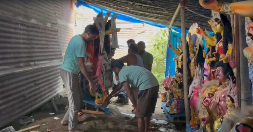 Durga Puja preparations underway, but idol-makers face uncertain future after property sale